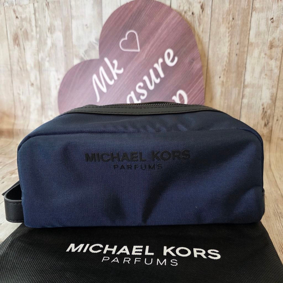 Unisex Michael Kors Navy Blue Black Cosmetic Bag - Picture 2 of 9